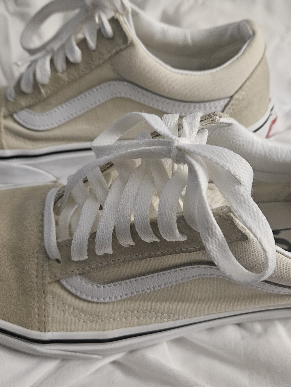 Vans Off-White Low-Top Sneakers with White Accents  Size US Men 5.5 Women Us 7